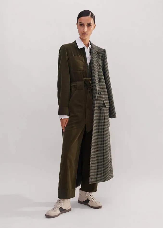 Women Soft Cord Jumpsuit Belt Deep Autumn Olive MEEM