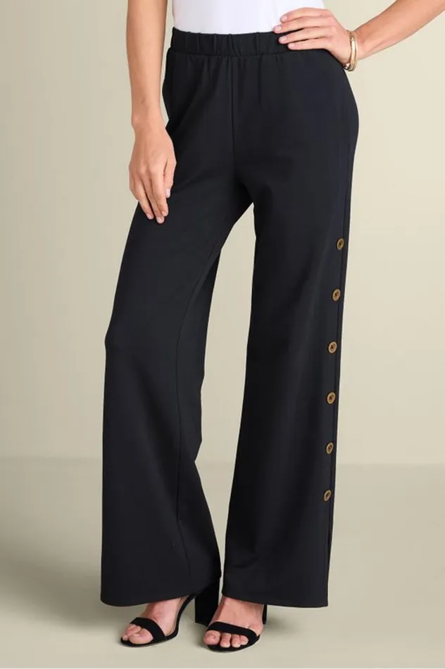 Women Sorrento French Terry Wide Leg Pants Black Soft Surroundings Pants Women Sorrento French Terry Wide Leg Pants Black Soft Surroundings Pants
