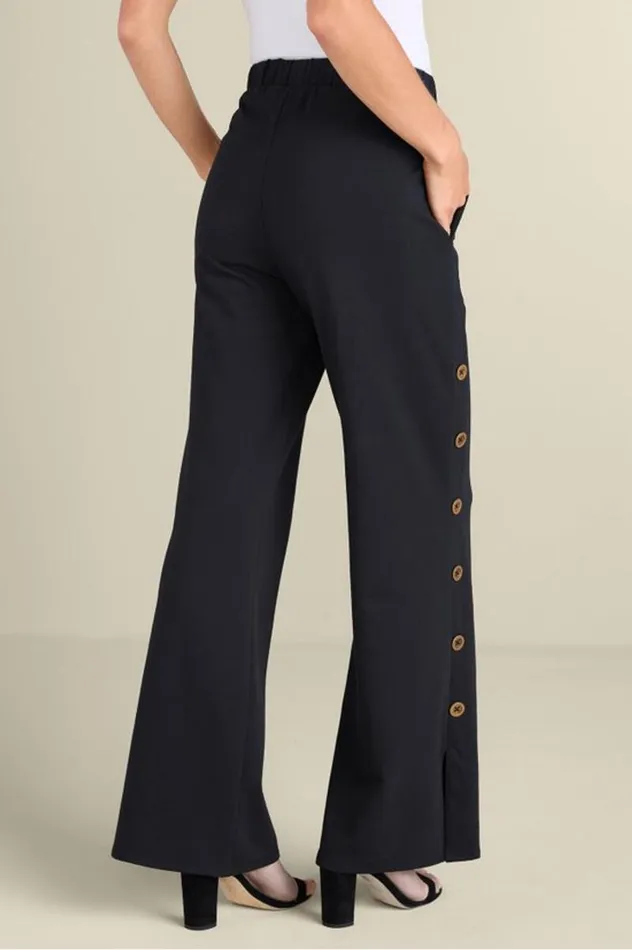 Women Sorrento French Terry Wide Leg Pants Black Soft Surroundings Pants Women Sorrento French Terry Wide Leg Pants Black Soft Surroundings Pants