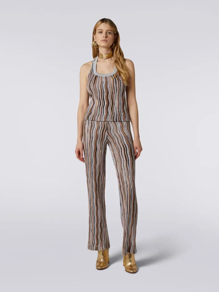 Women Straight Viscose Trousers With Lurex And Sequins Multicoloured Missoni Trousers Women Straight Viscose Trousers With Lurex And Sequins Multicoloured Missoni Trousers