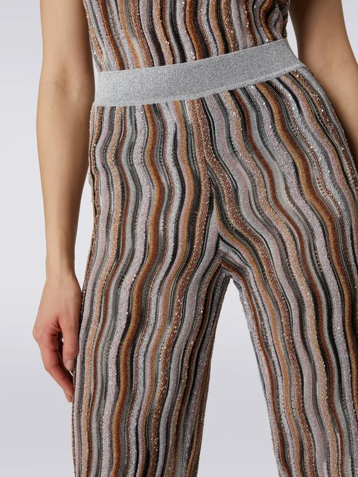 Women Straight Viscose Trousers With Lurex And Sequins Multicoloured Missoni Trousers Women Straight Viscose Trousers With Lurex And Sequins Multicoloured Missoni Trousers