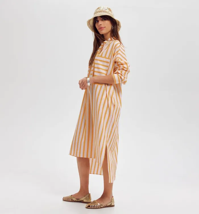 Women Striped Kaftan 8211 Mustard Promod Dresses