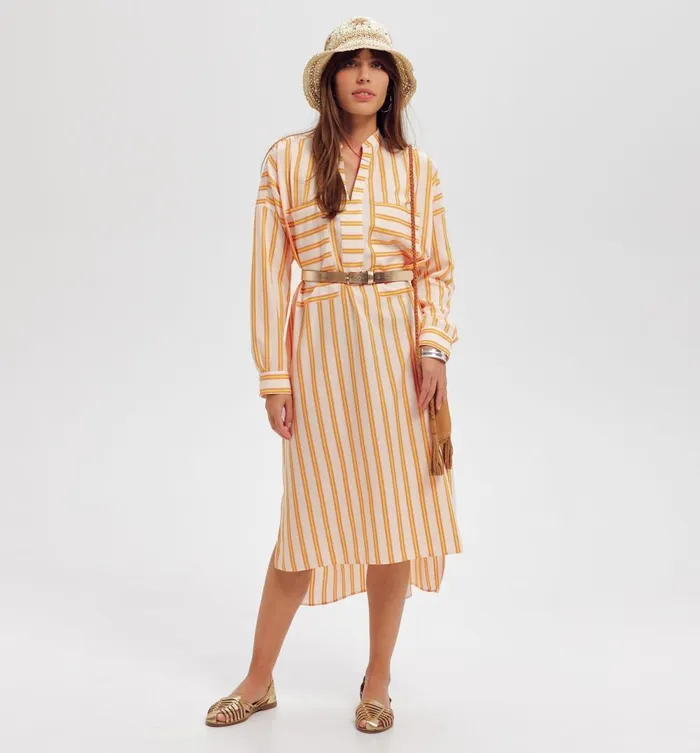 Women Striped Kaftan 8211 Mustard Promod Dresses