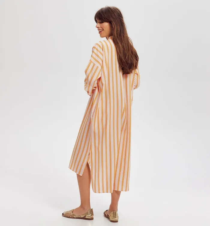 Women Striped Kaftan 8211 Mustard Promod Dresses