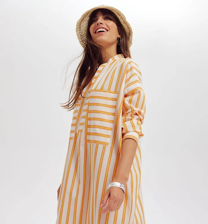 Women Striped Kaftan 8211 Mustard Promod Dresses