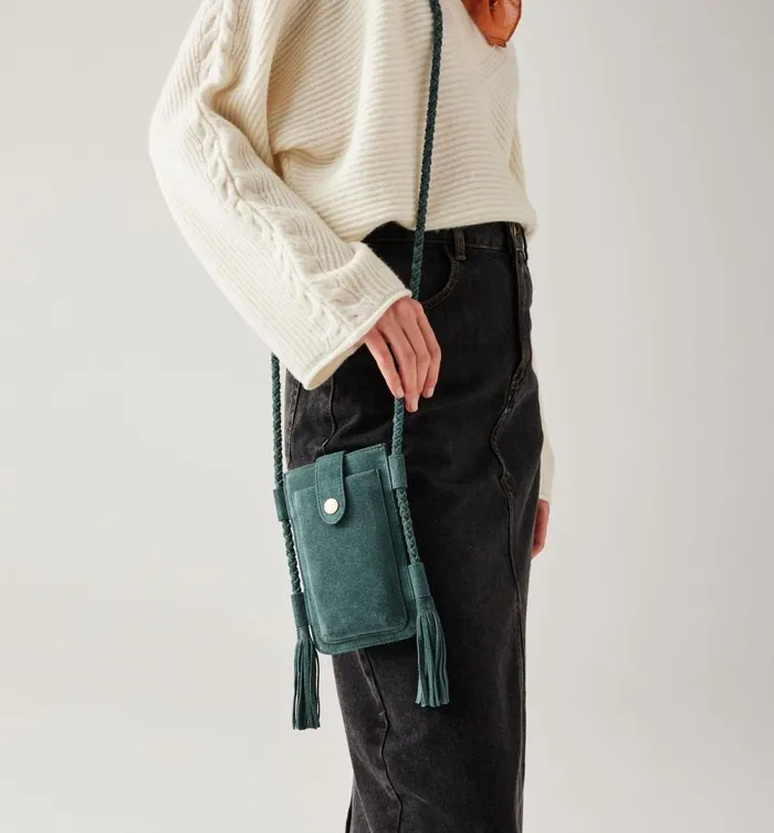 Women Suede Mini Bag 8211 Emerald Green Promod Bags