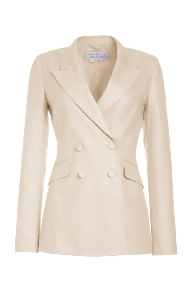 Women Suits Gabriela Hearst Stephanie Blazer In Oatmeal Virgin Wool And Silk Linen Twill