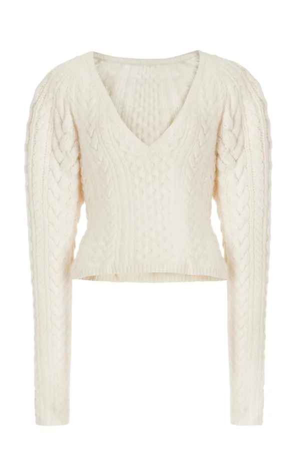 Women Sweaters and Turtlenecks Gabriela Hearst Arwel Knit Sweater In Ivory Cashmere