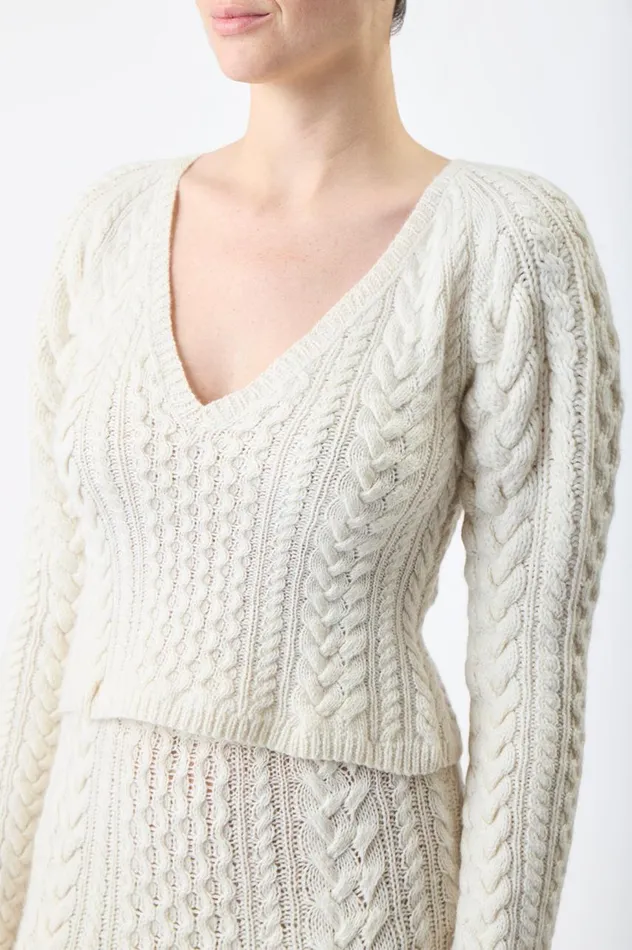 Women Sweaters and Turtlenecks Gabriela Hearst Arwel Knit Sweater In Ivory Cashmere