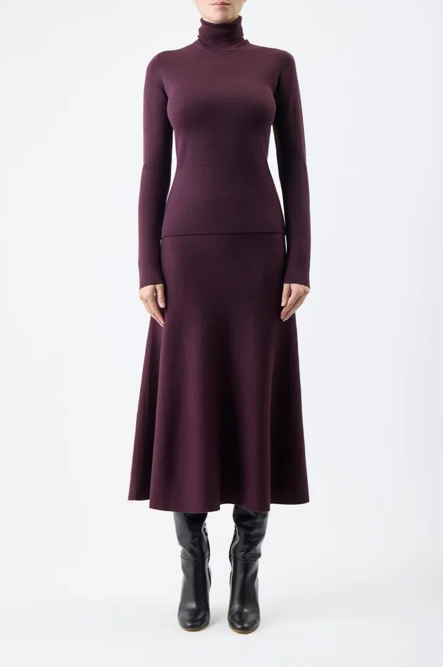 Women Sweaters and Turtlenecks Gabriela Hearst May Knit Turtleneck In Deep Bordeaux Merino Wool Cashmere
