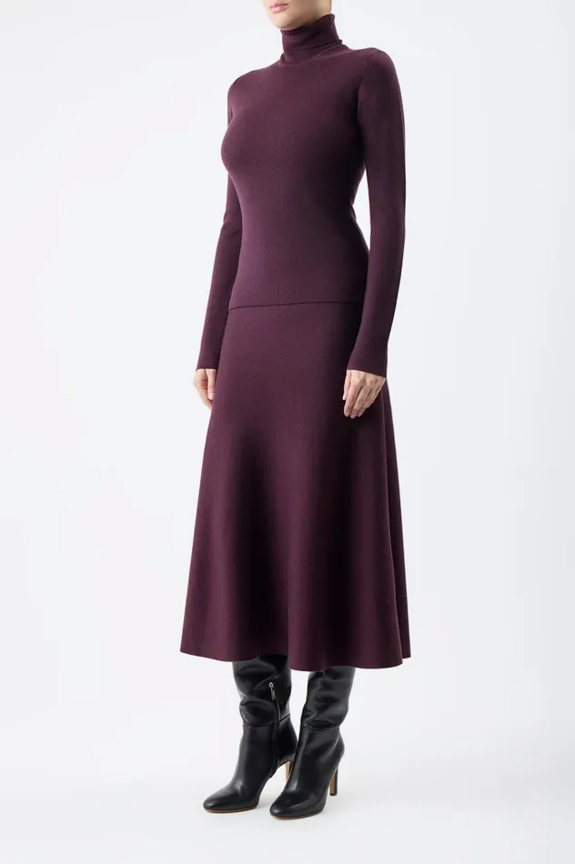 Women Sweaters and Turtlenecks Gabriela Hearst May Knit Turtleneck In Deep Bordeaux Merino Wool Cashmere