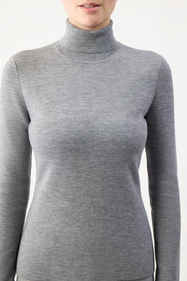 Women Sweaters and Turtlenecks Gabriela Hearst May Knit Turtleneck In Heather Grey Merino Wool Cashmere