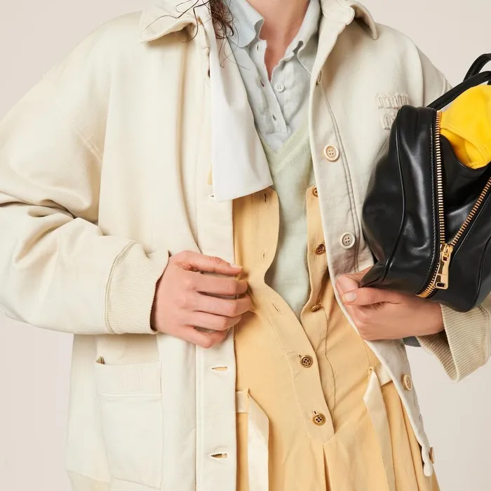 Women TShirts And Sweatshirts Miu Miu Garmentdyed Cotton Fleece Blouson Jacket Chalk White Women TShirts And Sweatshirts Miu Miu Garmentdyed Cotton Fleece Blouson Jacket Chalk White