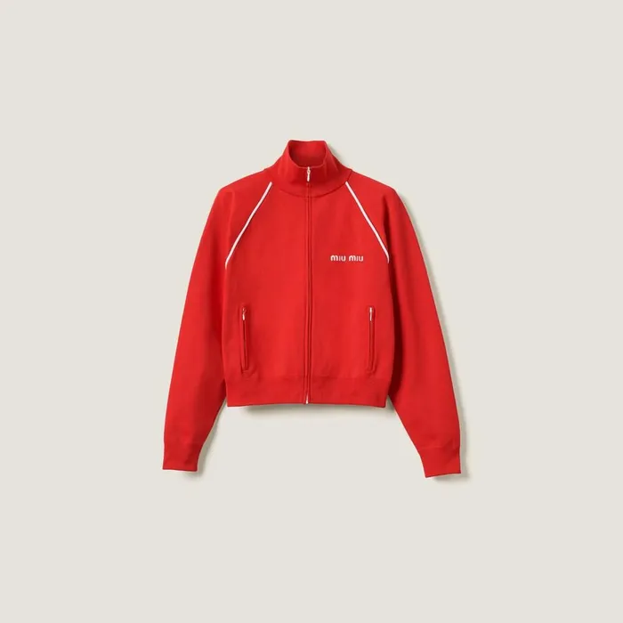 Women TShirts And Sweatshirts Miu Miu Nylon Sweatshirt Red