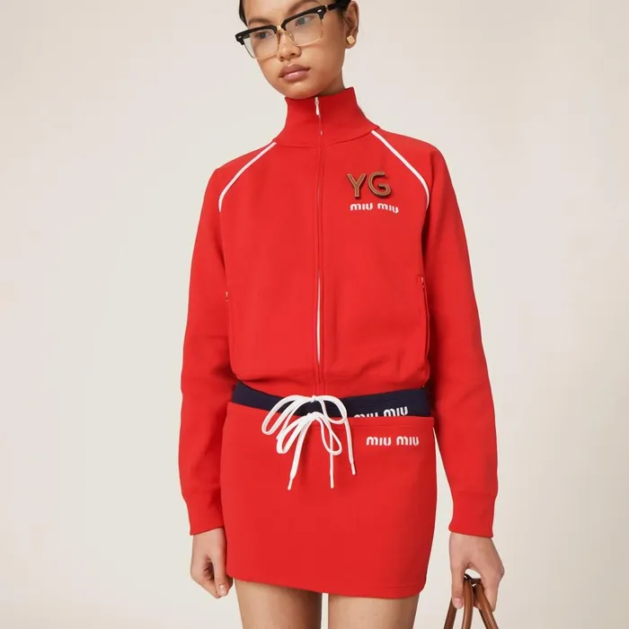 Women TShirts And Sweatshirts Miu Miu Nylon Sweatshirt Red