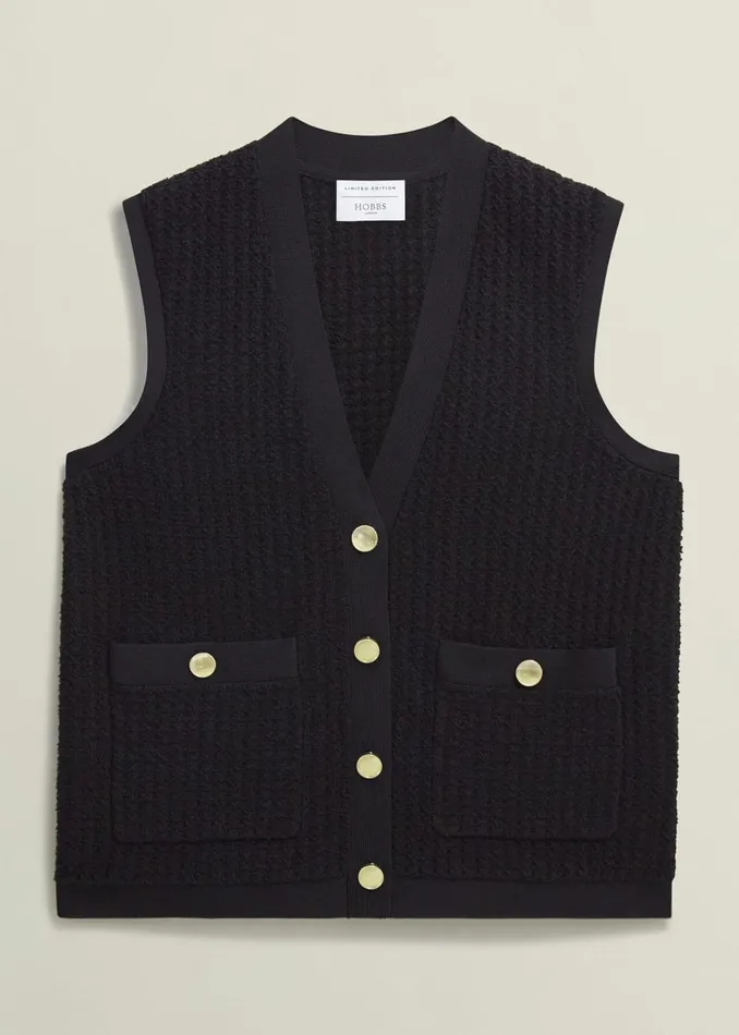 Women Tatton Cotton Blend Knitted Vest Black Hobbs Tops