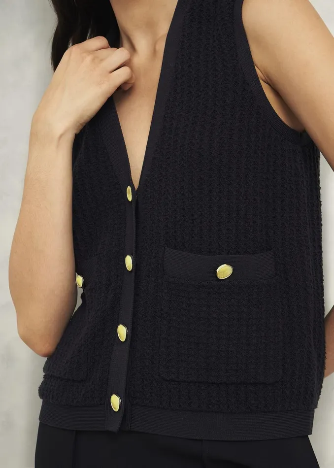 Women Tatton Cotton Blend Knitted Vest Black Hobbs Tops