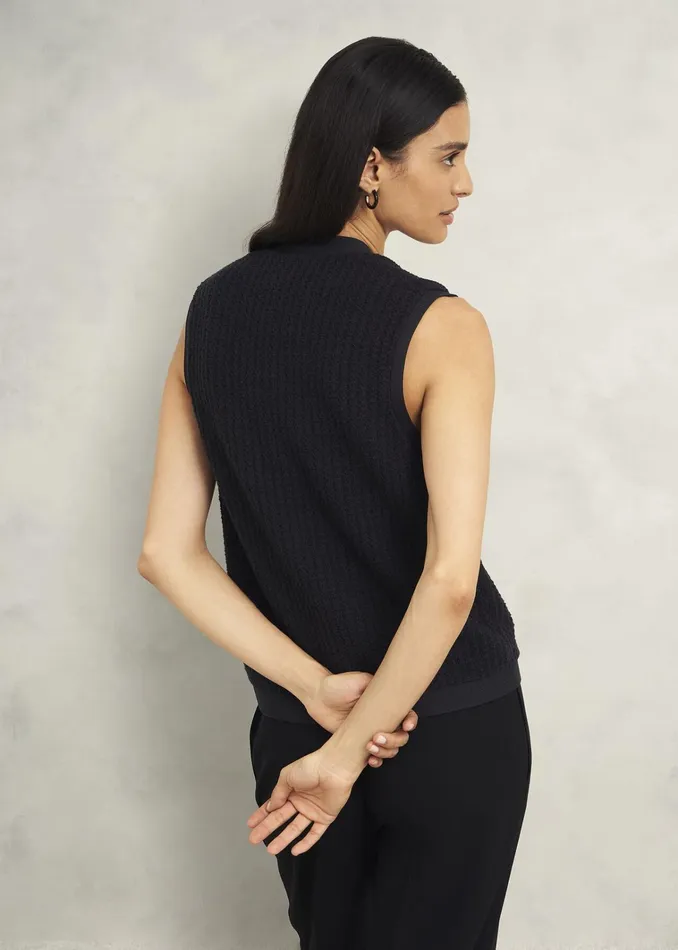 Women Tatton Cotton Blend Knitted Vest Black Hobbs Tops