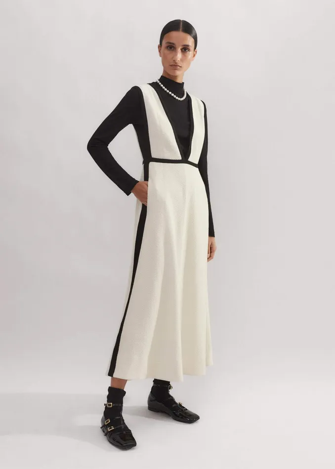 Women Textured CutOut Layering Maxi Dress Cream MEEM