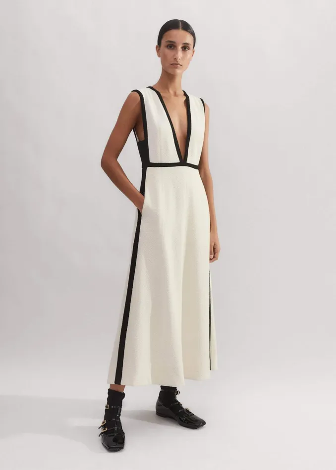 Women Textured CutOut Layering Maxi Dress Cream MEEM