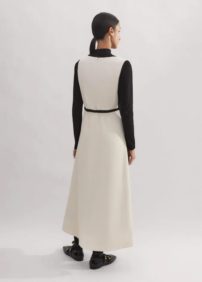 Women Textured CutOut Layering Maxi Dress Cream MEEM