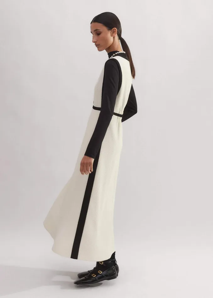 Women Textured CutOut Layering Maxi Dress Cream MEEM