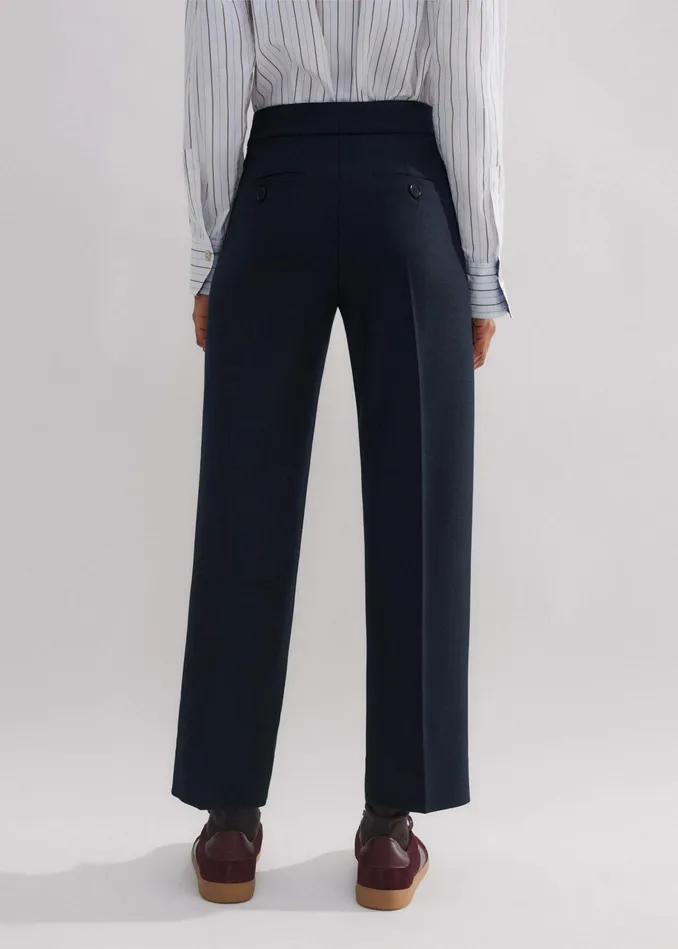 Women Tomboy Side Stripe Slim Crop Pant Navyredgold MEEM