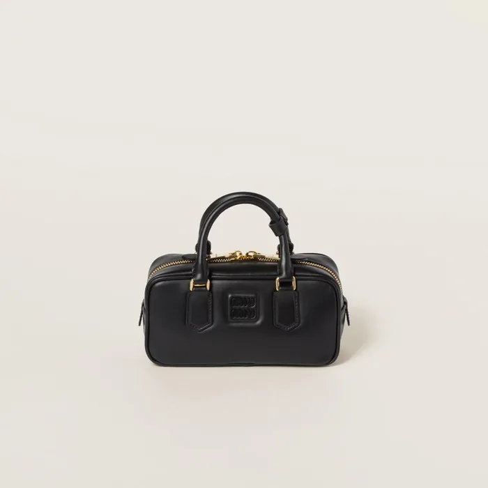 Women Top Handles Miu Miu Arcadie Leather Bag Black