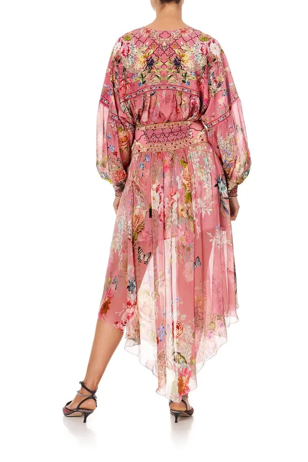 Women Tops Camilla Blouson Blouse With Neck Tie Patchwork Heart