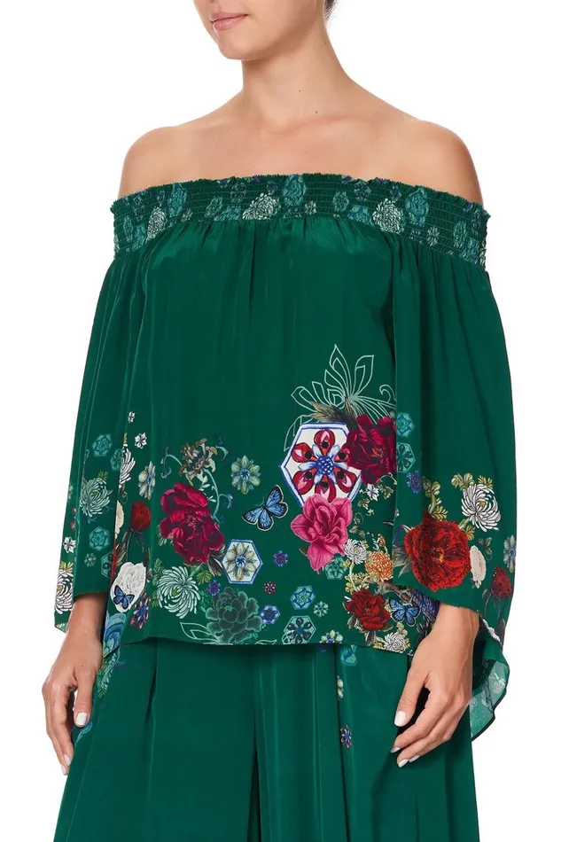 Women Tops Camilla Off Shoulder Shirred Blouse Emerald039s Orbit
