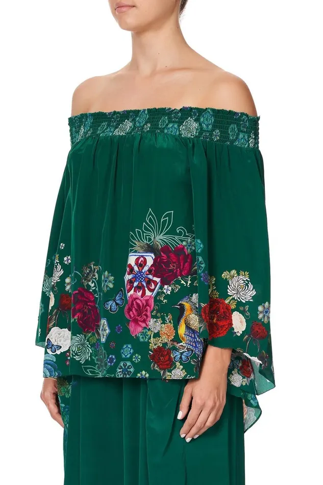 Women Tops Camilla Off Shoulder Shirred Blouse Emerald039s Orbit