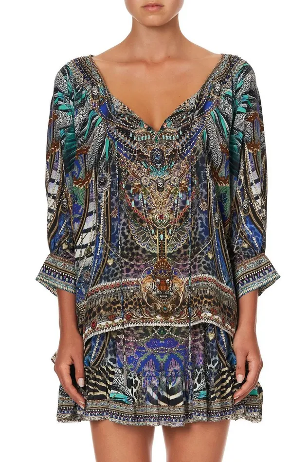 Women Tops Camilla Raglan Sleeve Blouse With Cuff Animal Army