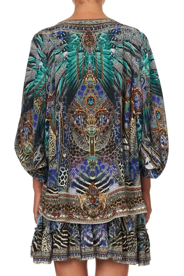 Women Tops Camilla Raglan Sleeve Blouse With Cuff Animal Army