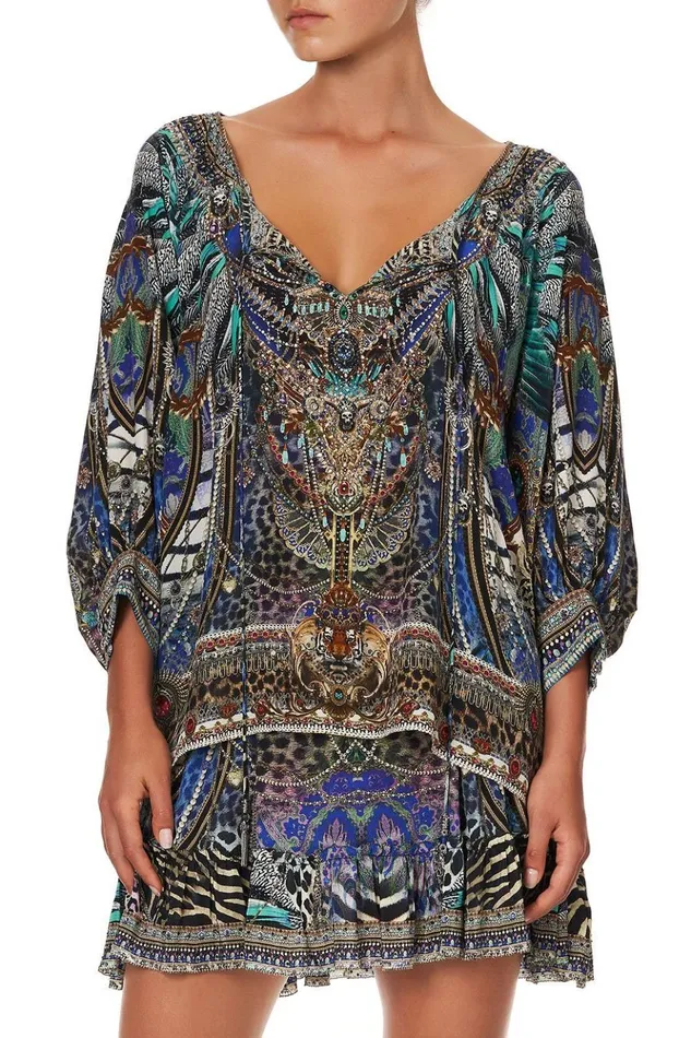Women Tops Camilla Raglan Sleeve Blouse With Cuff Animal Army