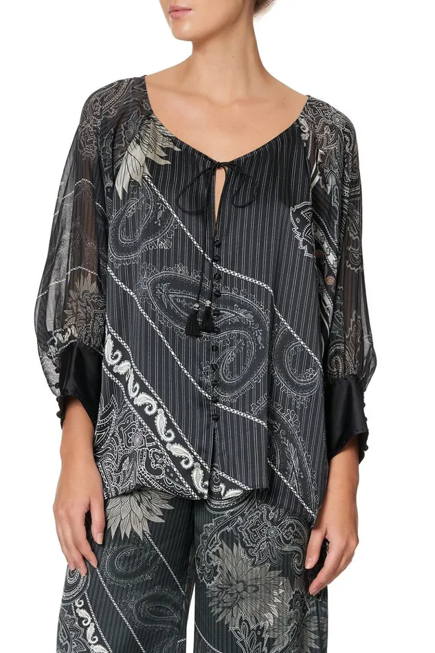 Women Tops Camilla Raglan Sleeve Button Up Top Tale Of The Fire Bird