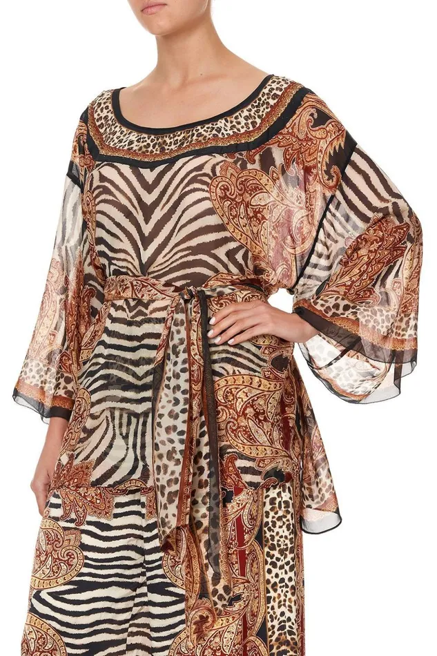 Women Tops Camilla Round Neck Top With Belt Wild Fire