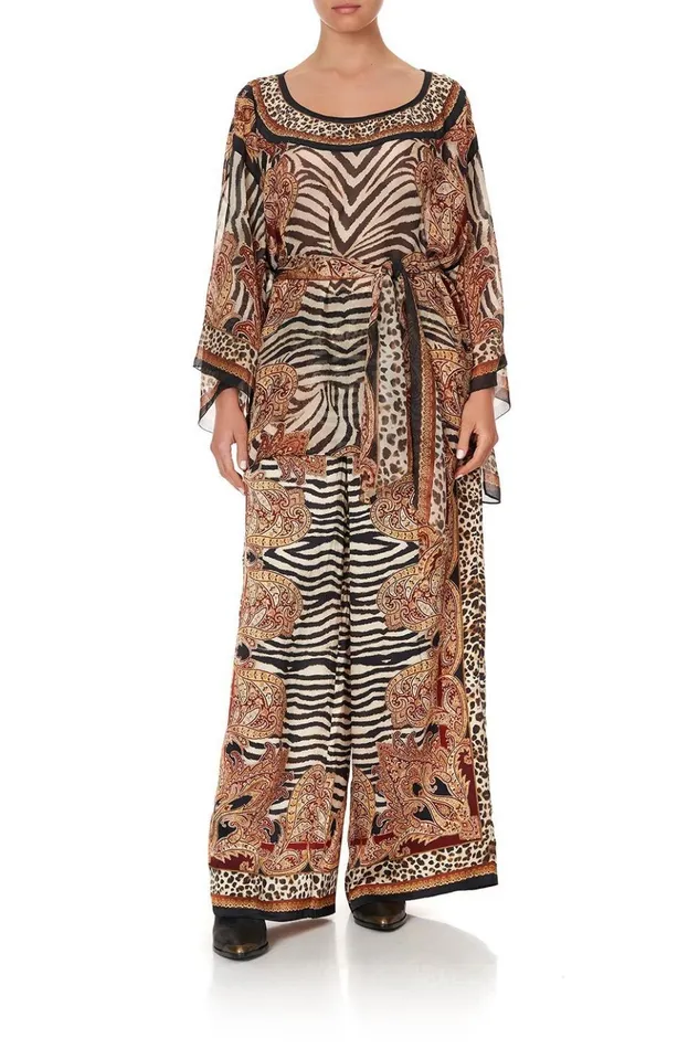 Women Tops Camilla Round Neck Top With Belt Wild Fire