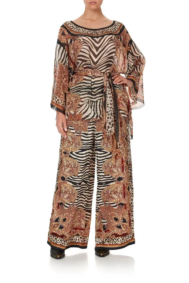 Women Tops Camilla Round Neck Top With Belt Wild Fire