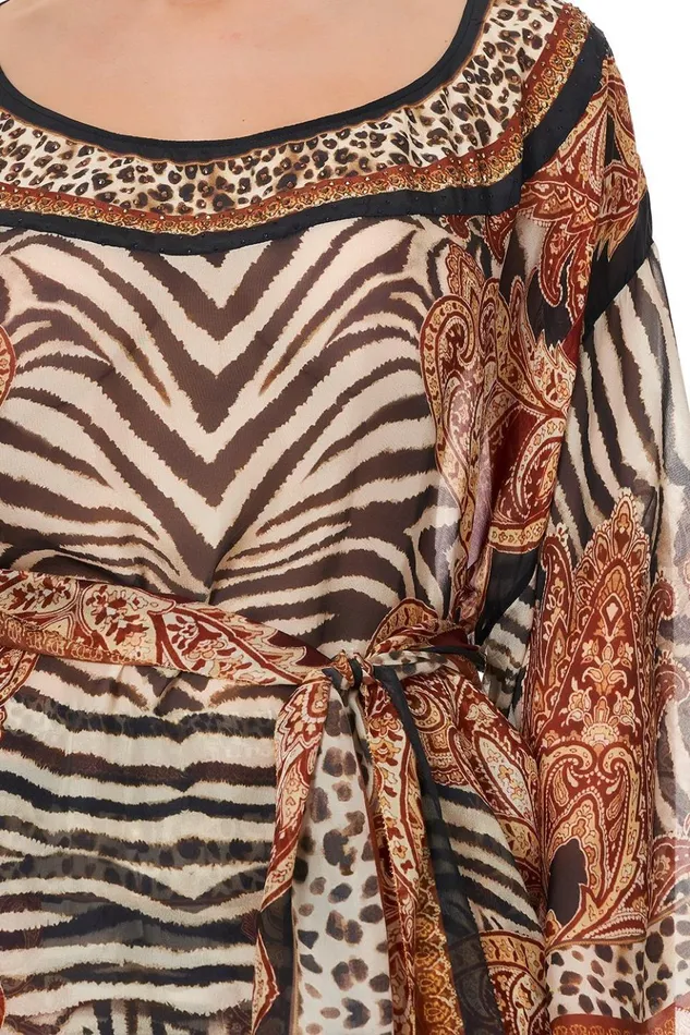 Women Tops Camilla Round Neck Top With Belt Wild Fire