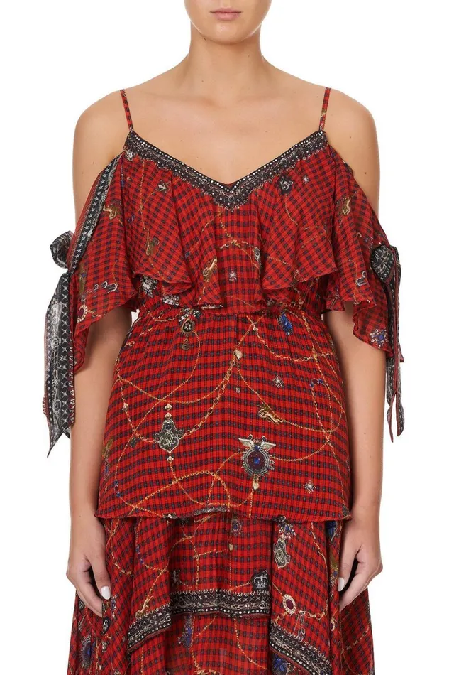 Women Tops Camilla Ruffle Top With Tie Sleeve Queens Children