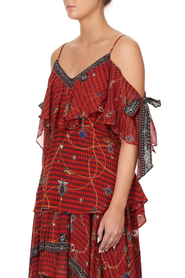 Women Tops Camilla Ruffle Top With Tie Sleeve Queens Children