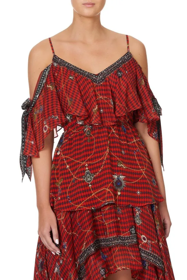 Women Tops Camilla Ruffle Top With Tie Sleeve Queens Children
