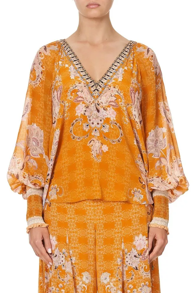 Women Tops Camilla Shirred Cuff Blouse Marrakesh Maiden