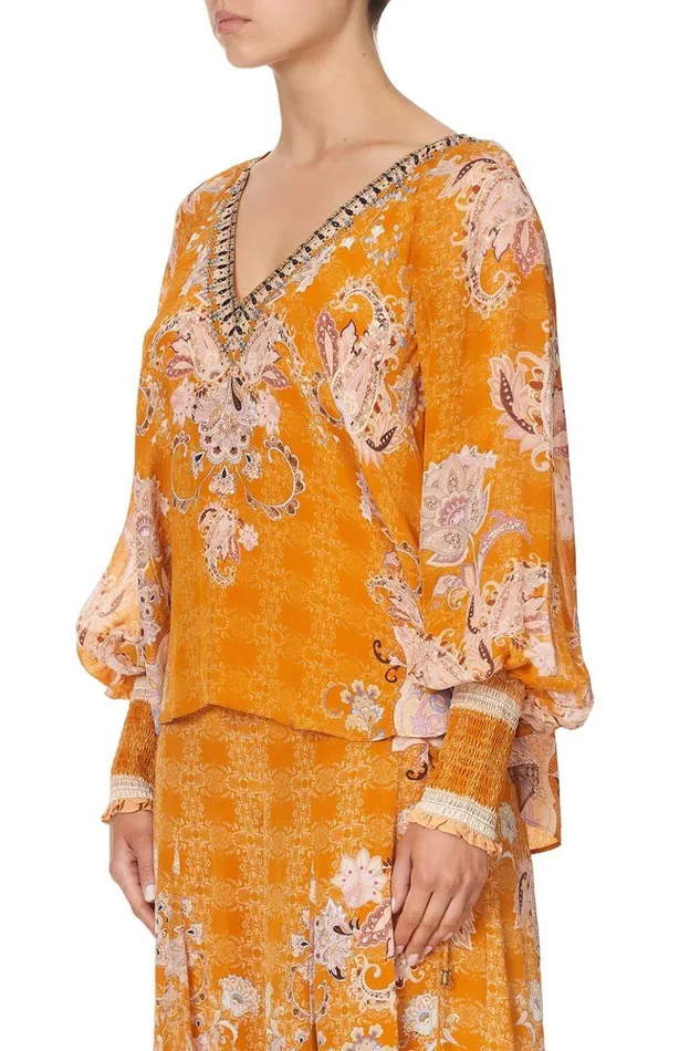 Women Tops Camilla Shirred Cuff Blouse Marrakesh Maiden