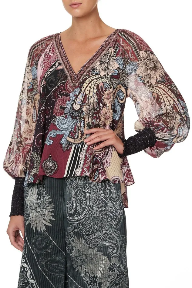 Women Tops Camilla Shirred Cuff Blouse Tale Of The Fire Bird