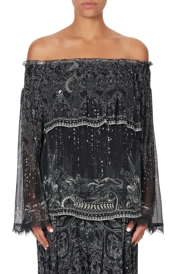 Women Tops Camilla Tiered Ruffle Blouse Midnight Pearl