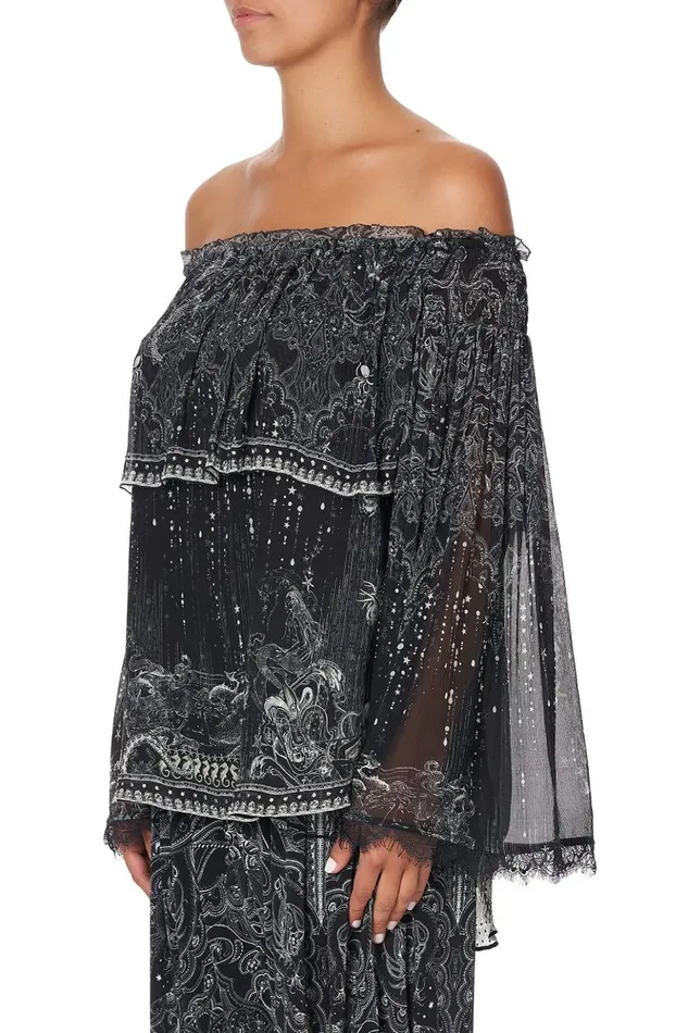 Women Tops Camilla Tiered Ruffle Blouse Midnight Pearl