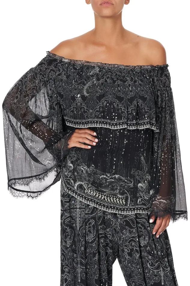 Women Tops Camilla Tiered Ruffle Blouse Midnight Pearl