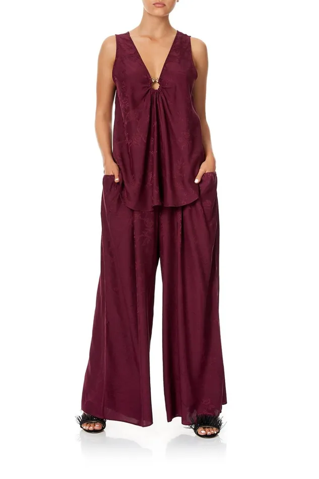 Women Tops Camilla Wide Strap URing Top Burgundy