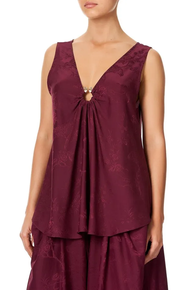 Women Tops Camilla Wide Strap URing Top Burgundy